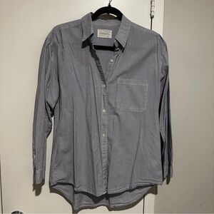 Aritzia’s 100% Cotton Community Women's Blue Striped Button Down Shirt